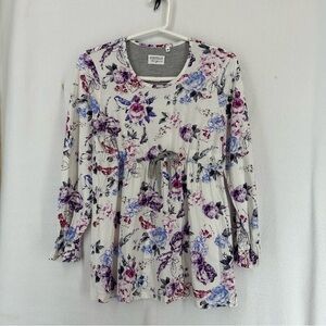 Ringella Lingerie Long Sleeve Floral Waist Tie Blouse Womens 40 White